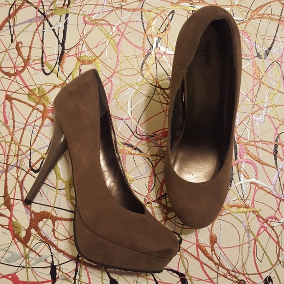 Mossimo Supply Co. Shoes | Mossimo Dark Tangray Faux Suede Mossimo Supply Co. Shoes | Mossimo Faux Suede High Heel